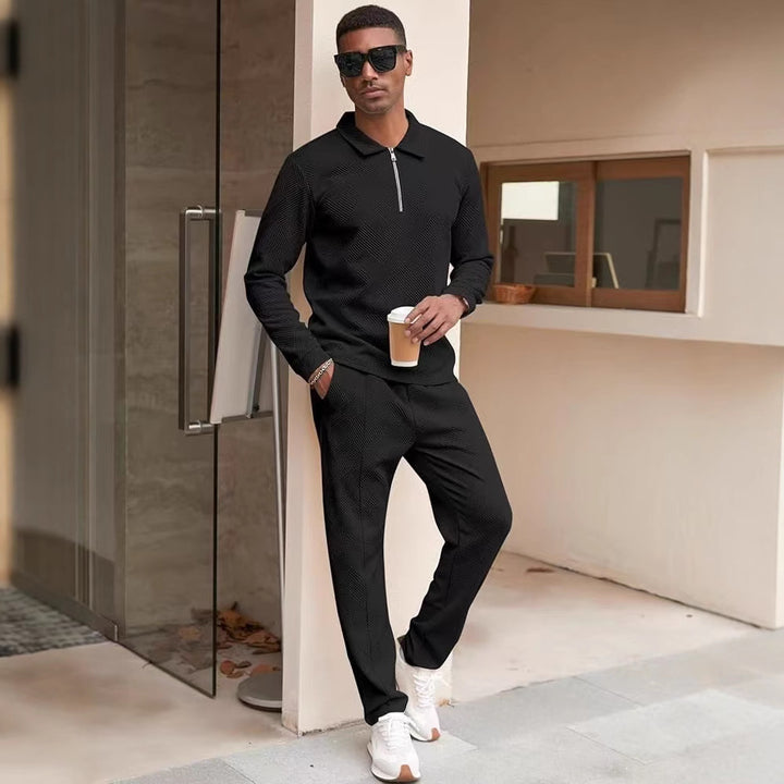 Herren Freizeit-Oberteil und Hose Set mit strukturiertem Design Echoarchiv