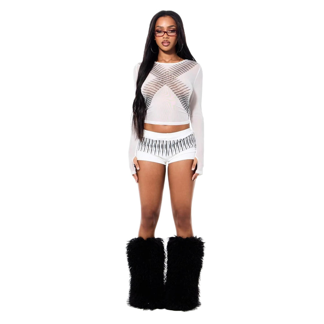 Damen Sportliche Shorts mit exotischem Streifendesign Echo Archiv