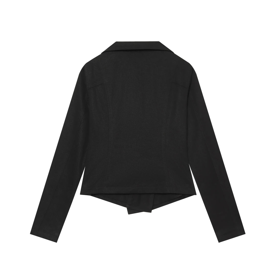 Damen Asymmetrische Übergangsjacke mit weitem Revers und Kordelzug Echoarchiv