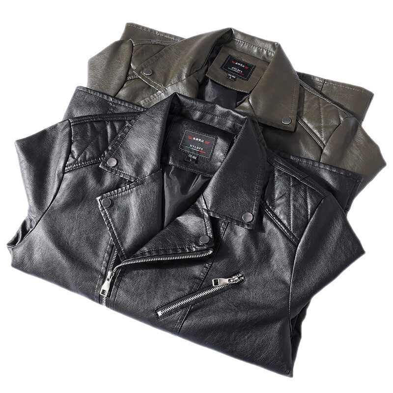 Herren Slim‑Fit Kunstleder‑Motorradblouson mit asymmetrischer Reißverschluss‑Front Echo Archiv