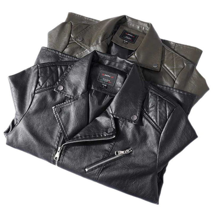 Herren Slim‑Fit Kunstleder‑Motorradblouson mit asymmetrischer Reißverschluss‑Front Echo Archiv