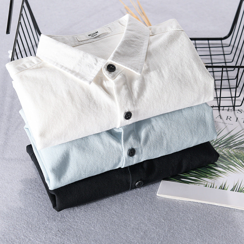 Herren Leichtes Baumwoll-Langarmhemd im Overshirt‑Stil mit Pattentasche und kontrastreichen Knöpfen Echoarchiv