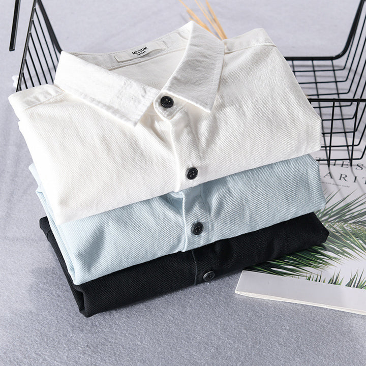 Herren Leichtes Baumwoll-Langarmhemd im Overshirt‑Stil mit Pattentasche und kontrastreichen Knöpfen Echoarchiv