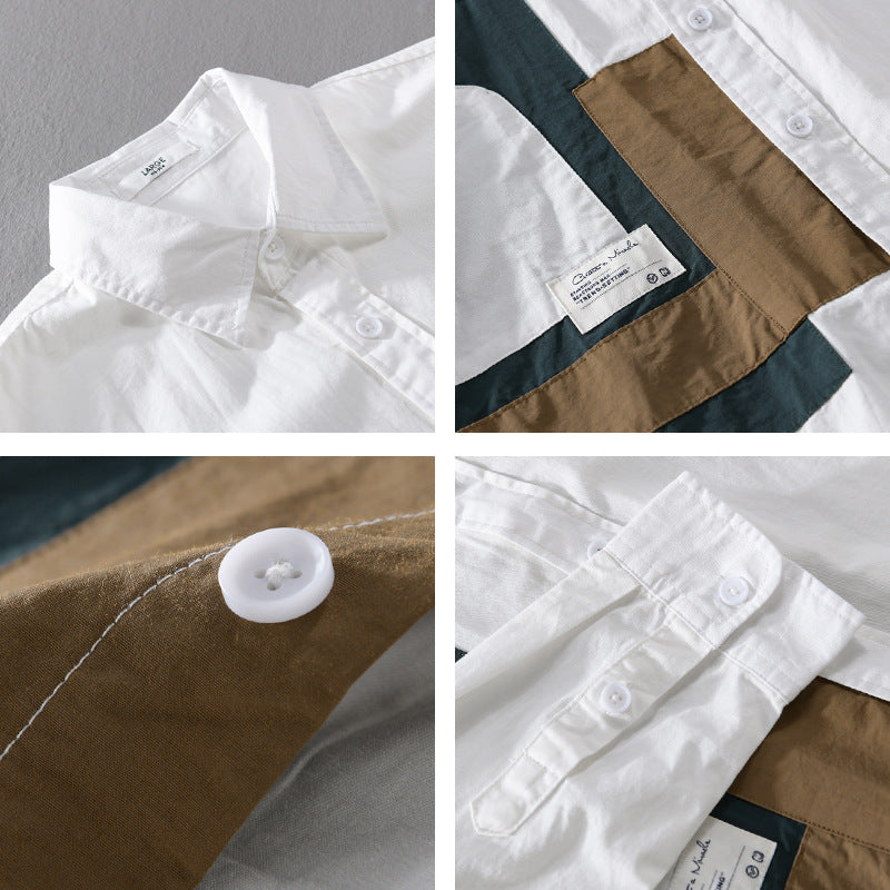 Herren Overshirt-Hemd mit geometrischem Patch-Design und Relaxed-Fit Echoarchiv