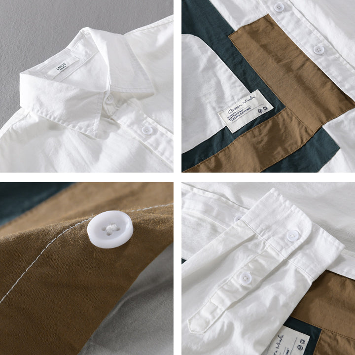Herren Overshirt-Hemd mit geometrischem Patch-Design und Relaxed-Fit Echoarchiv