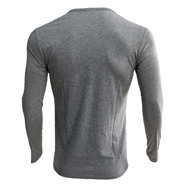 Herren Langarmshirt mit modernem Henley-Ausschnitt und Knopfleiste Echoarchiv