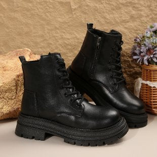 Damen Plateau-Lug-Boots mit Schnürung, seitlichem Reißverschluss und gepolstertem Komfort-Fußbett Echo Archiv