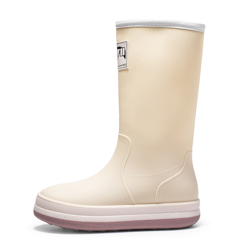 Damen Mittelhohe Plateau-Regenstiefel mit wasserfester Vollgummi-Konstruktion Echoarhiv