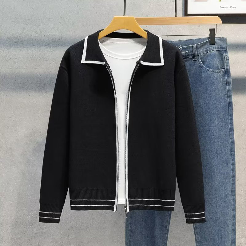 Damen Modische Strickjacke mit Reißverschluss und Kontrastdetails Echoarchiv