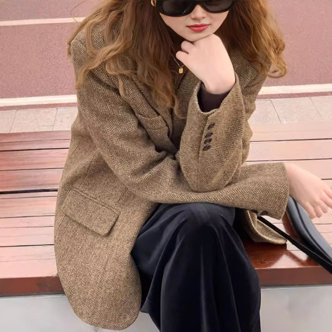 Damen Modischer Tweedblazer Echoarchiv