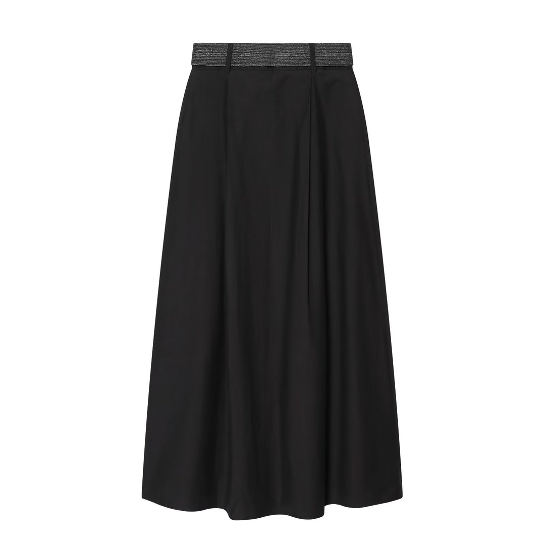 Damen High-Waist Maxirock mit Kellerfalten und dekorativem Taillengürtel Echo Archiv
