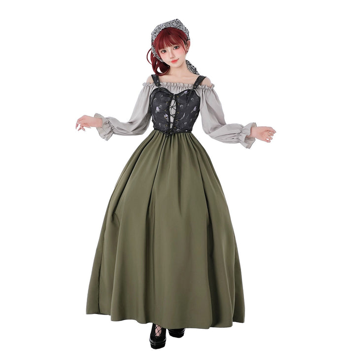 Damen Vintage Festkleid mit romantischen Rüschendetails und Puffärmeln Echo Archiv