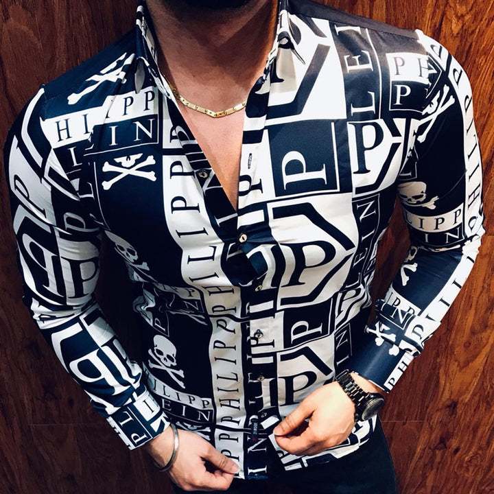 Herren Elegantes Hemd mit auffälligem Tierdruck und floralem Design Echoarchiv