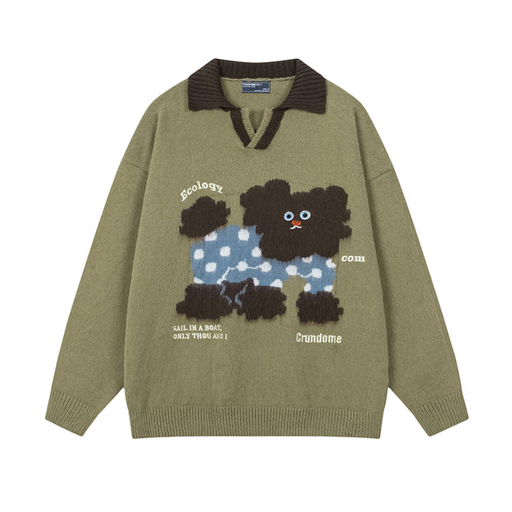 Damen Modischer Grobstrickpullover mit Tiermotiv Echoarchiv