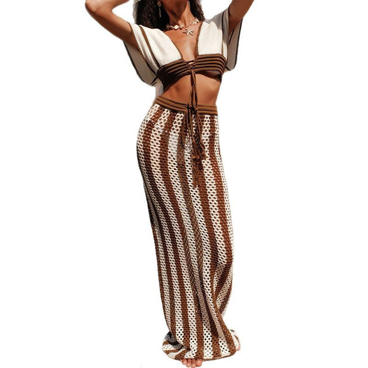 Damen stylisches Crop-Top und weite Palazzo-Hose Set Echo Archiv