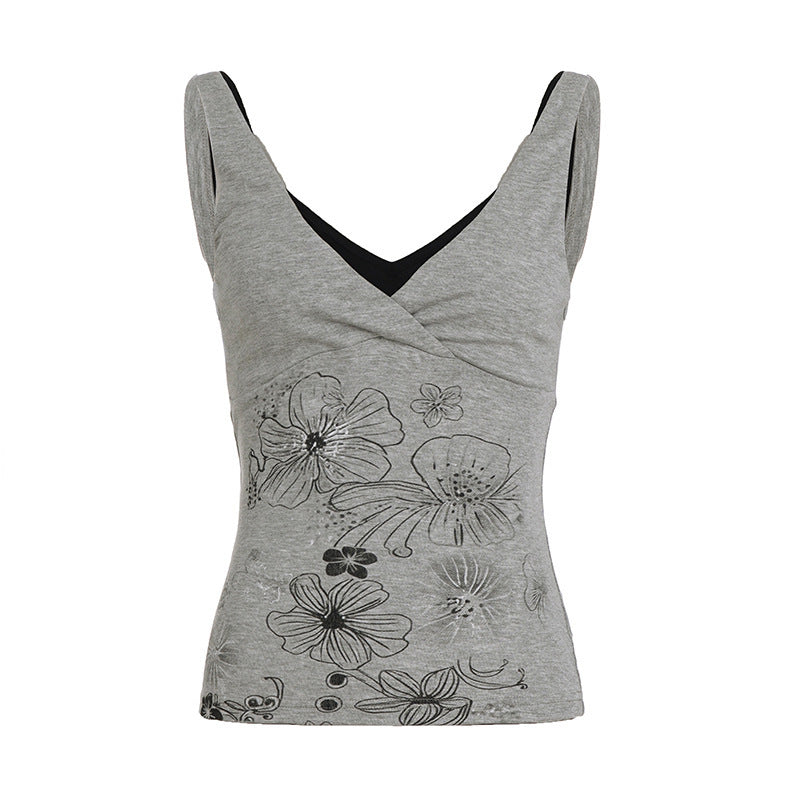 Damen Crop-Top mit floralem Design und Spaghetti-Trägern Echo Archiv