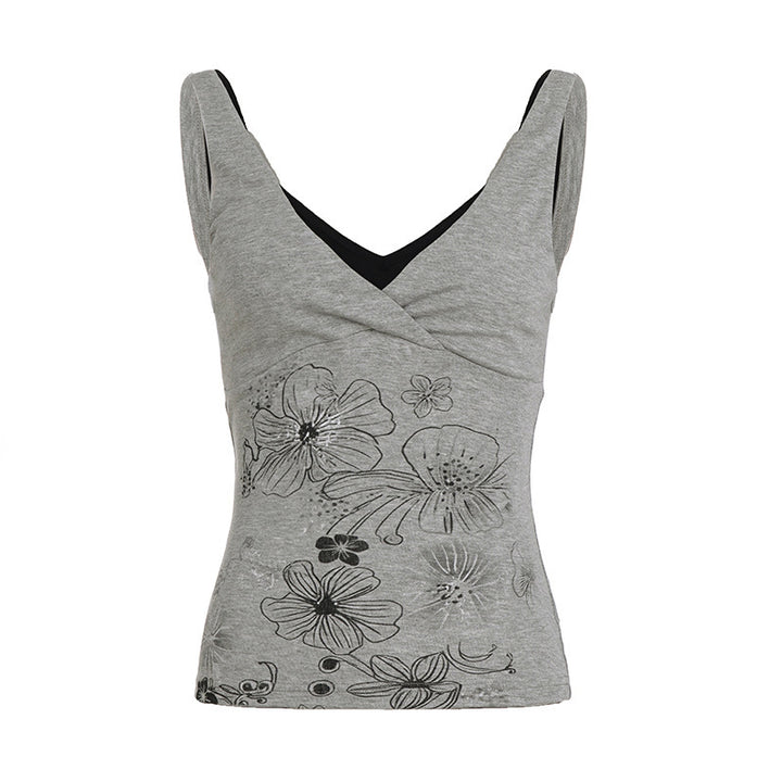 Damen Crop-Top mit floralem Design und Spaghetti-Trägern Echo Archiv