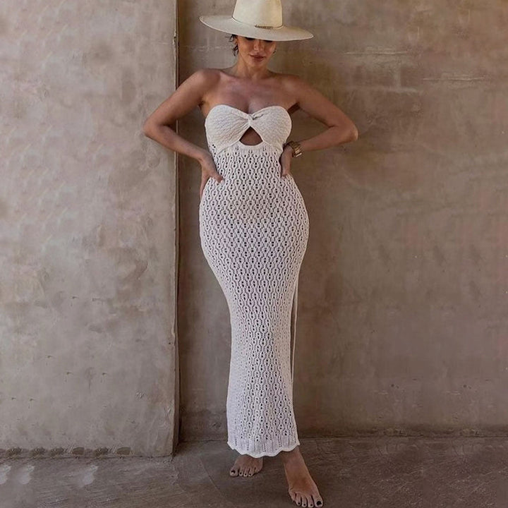 Damen gehäkeltes Maxikleid mit offener Rückenpartie Echo Archiv