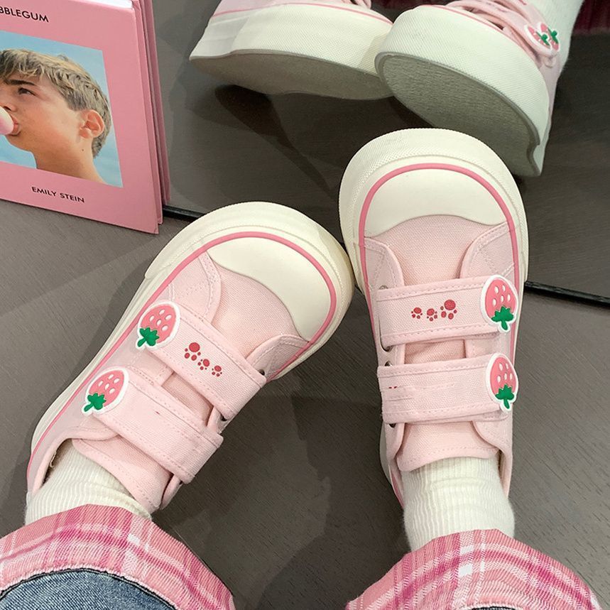 Damen Freizeit-Sneaker mit niedlichen Erdbeer-Applikationen und praktischem Klettverschluss Echo Archiv