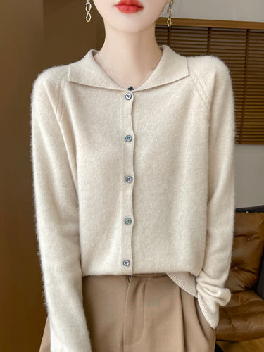 Damen Kuscheliger Reverskragen-Cardigan im Kaschmir-Look mit Mohair-Effekt Echoarchiv