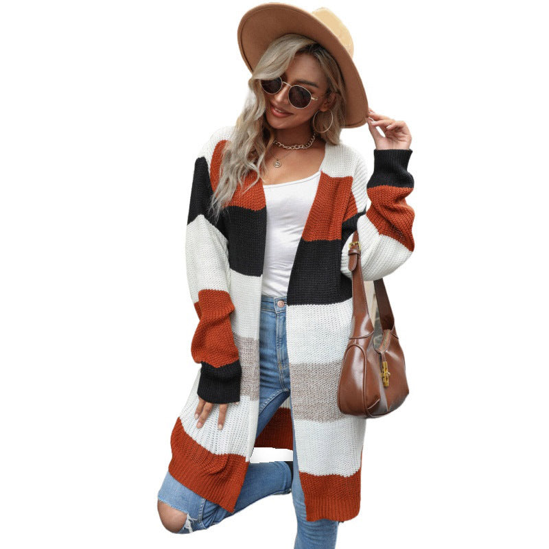 Damen Strickjacke mit blockfarbenen Streifen Echo Archiv