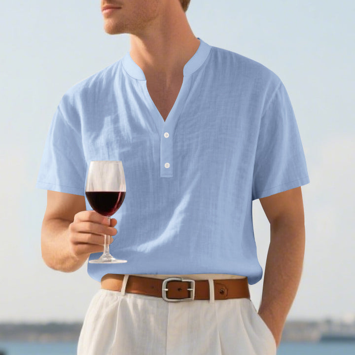 Herren nan sommerliches Nehru-Hemd aus Leinenmix mit kurzer Knopfleiste Echo Archiv