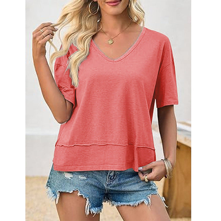 Damen lässiges V-Ausschnitt Oversized T-Shirt Echoarchiv