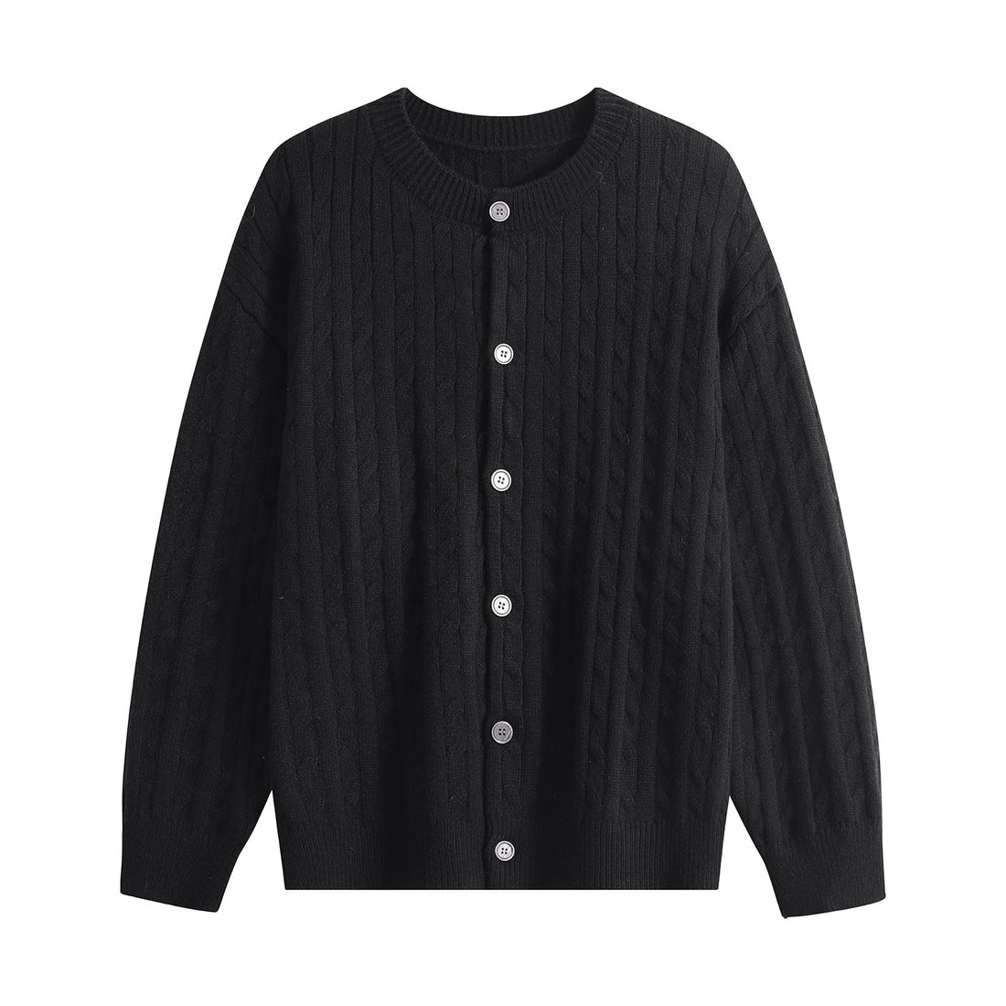 Damen Grobstrick-Cardigan mit Zopfmuster, Rundhalsausschnitt & durchgehender Knopfleiste Echoarchiv