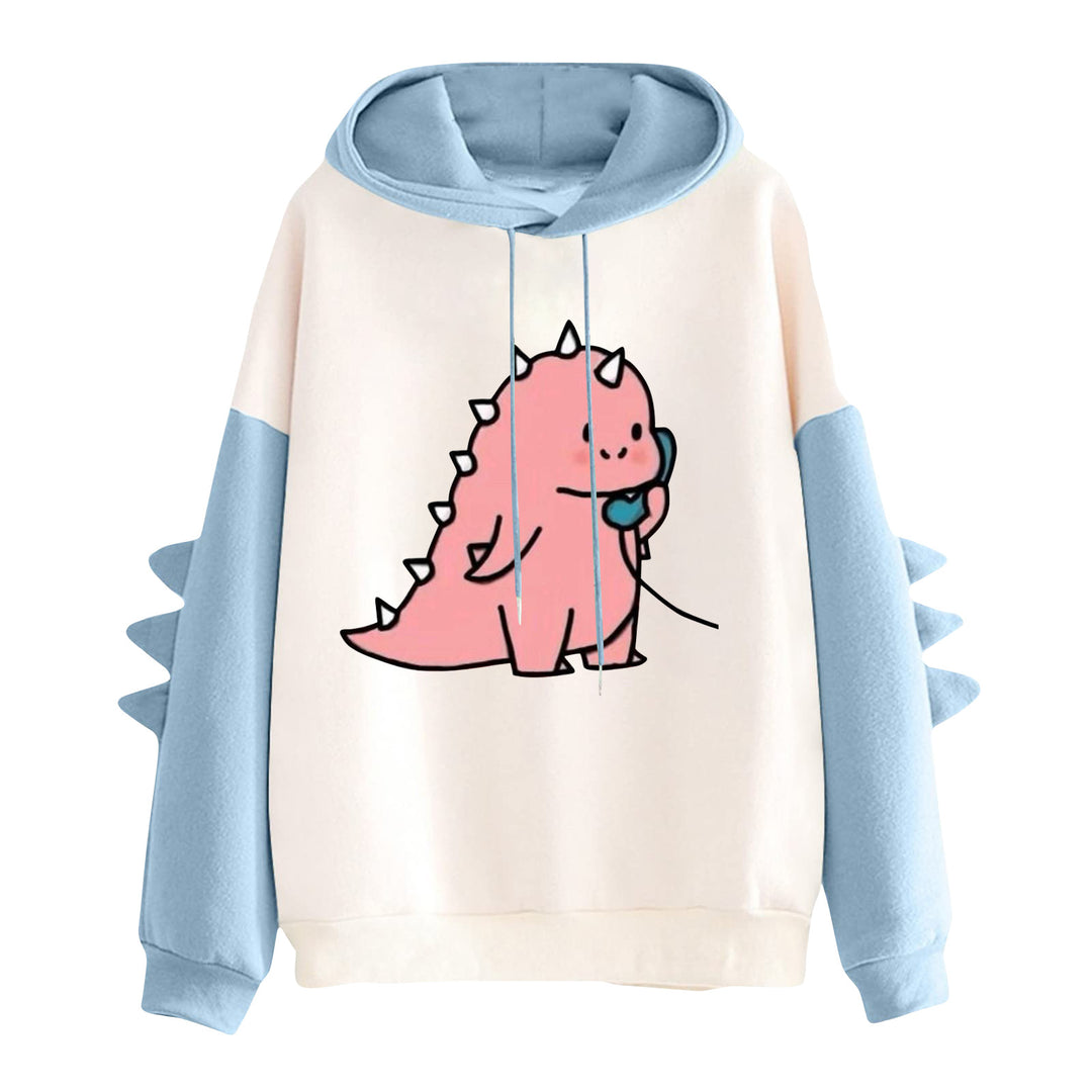Damen Kapuzenpullover mit niedlichem Frosch-Motiv, Kängurutasche und volumigen Ärmelapplikationen – Auréline