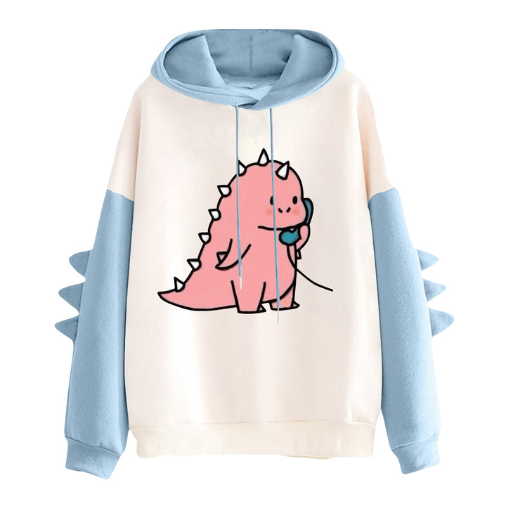 Damen Kapuzenpullover mit niedlichem Frosch-Motiv, Kängurutasche und volumigen Ärmelapplikationen – Auréline
