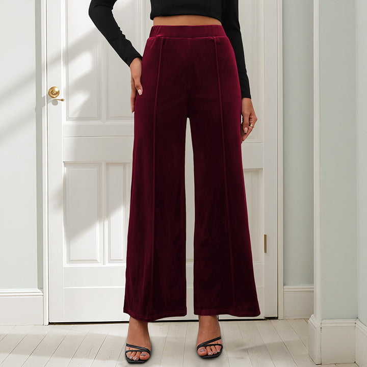 Damen Samt-Palazzohose mit hoher Taille und weitem Bein Echoarchiv