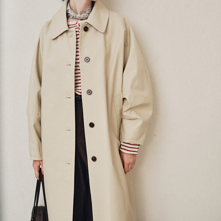 Damen Eleganter Trenchcoat mit Doppelreiher Echoarchiv