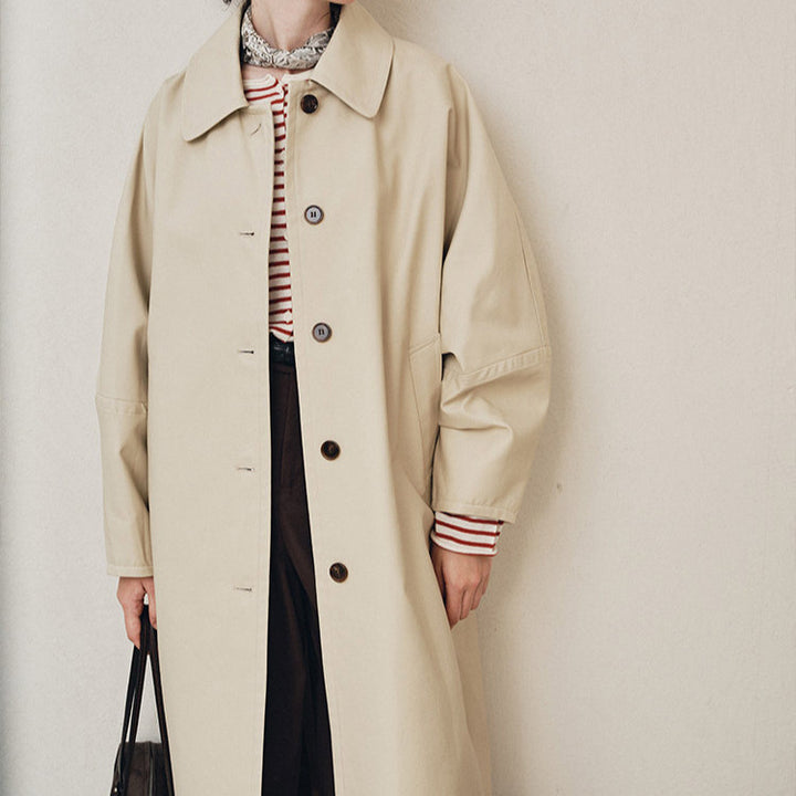 Damen Eleganter Trenchcoat mit Doppelreiher Echoarchiv