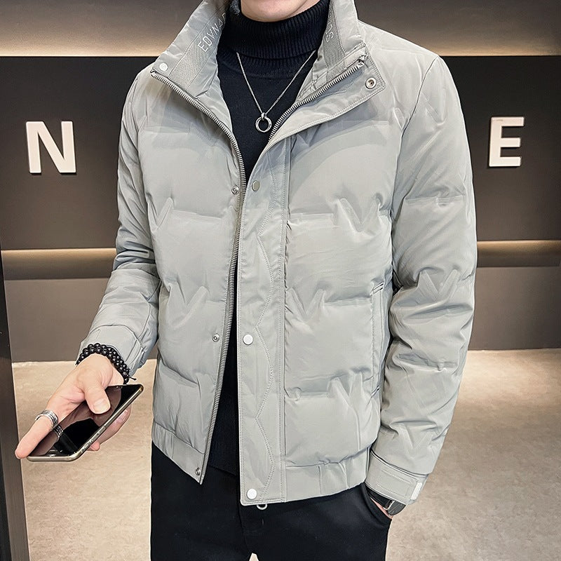 Herren Kurz geschnittene Thermo-Pufferjacke mit hohem Stehkragen und Klettmanschetten – Taviero