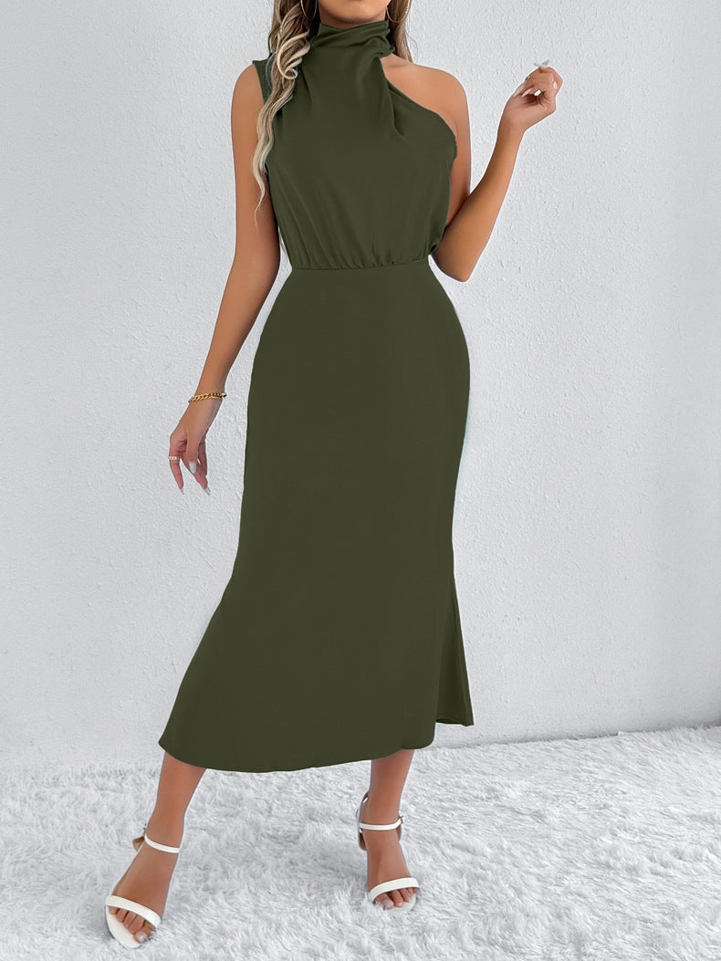 Damen Maxi-Kleid mit asymmetrischem Halter und fließendem Schnitt Echo Archiv