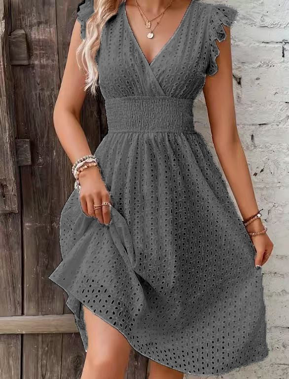 Damen Wickelkleid mit luftigen Rüschen und elastischem Bund Echo Archiv