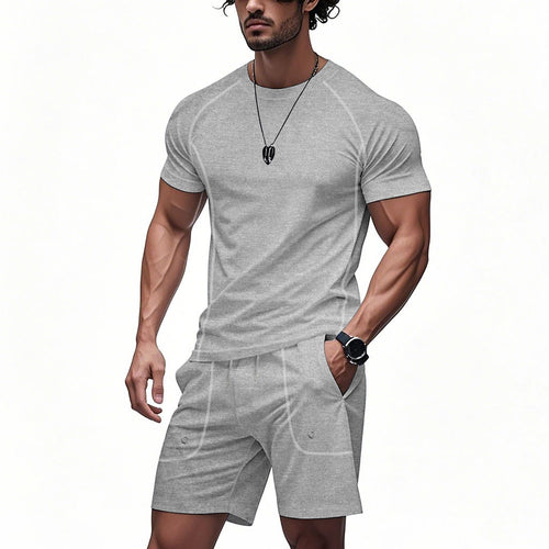 Herren sportliches Kurzarm-T-Shirt und Shorts-Set aus atmungsaktivem Material Echoarchiv