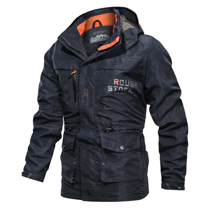 Herren Multifunktionaler Canvas-Fieldparka mit Kordelzug, Utility-Taschen und Kapuze Echo Archiv