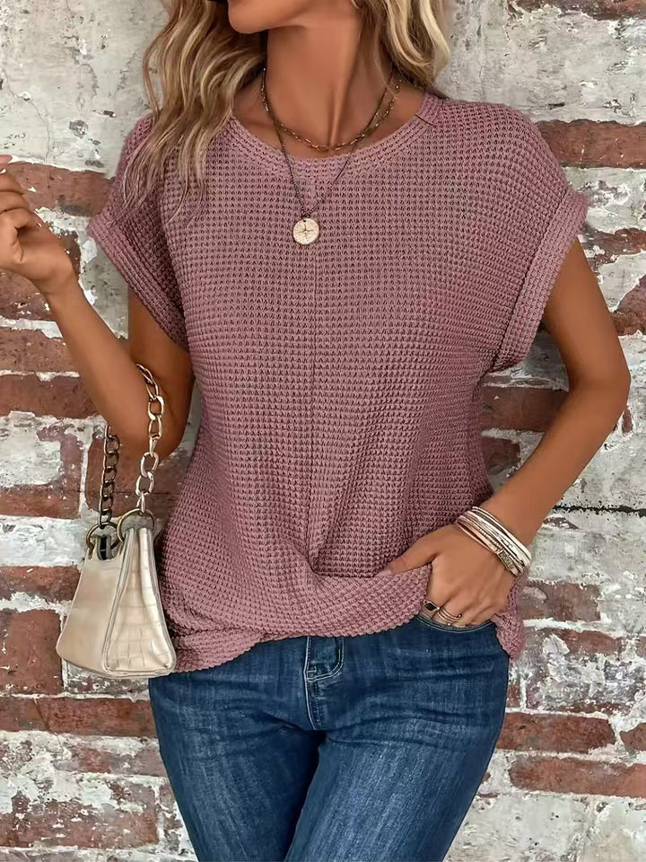 Damen lässiges Waffelpullover mit weichem Stoff und eleganten Ärmeln Echo Archiv