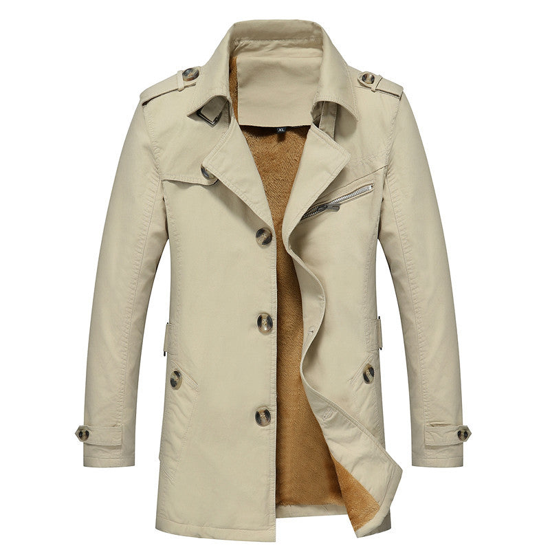 Herren Winterparka Manteljacke mit Teddyfutter, Stehkragen und Reißverschluss-Details Echoarchiv