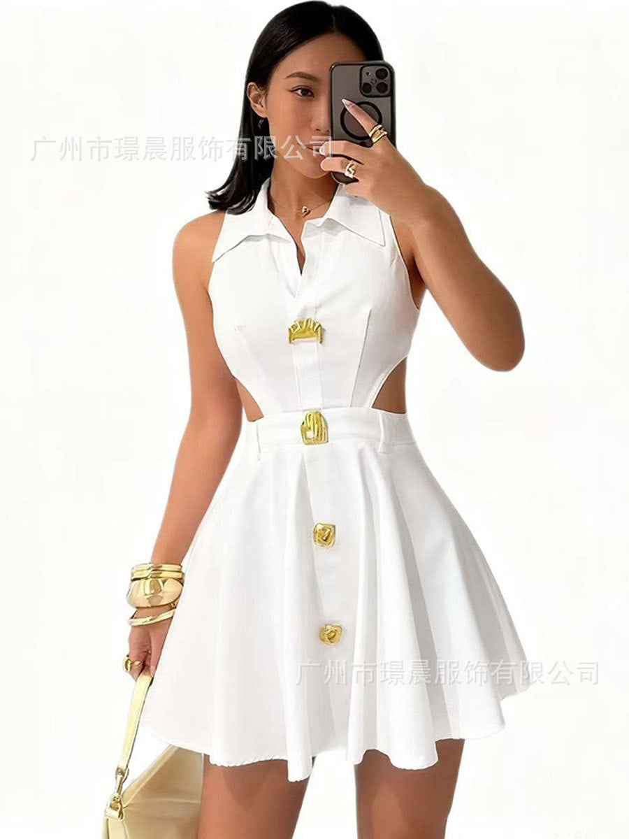 Damen modisches Hochzeitskleid mit Knopfverschluss und seitlichen Cut-Outs Echo Archiv