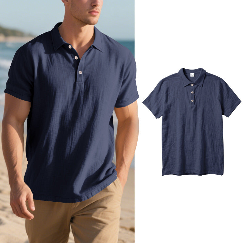 Herren Kurzarm Poloshirt mit luftiger Baumwollstruktur und klassischem Kragen Echoarchiv