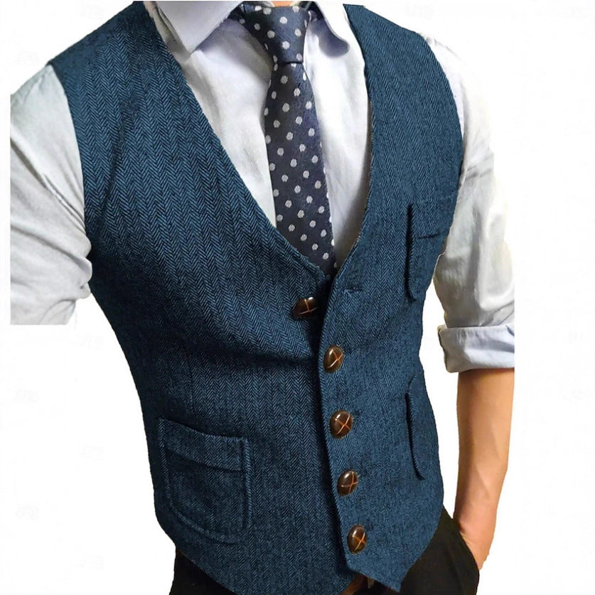 Herren Eleganter Weste aus Herringbone-Stoff Echo Archiv