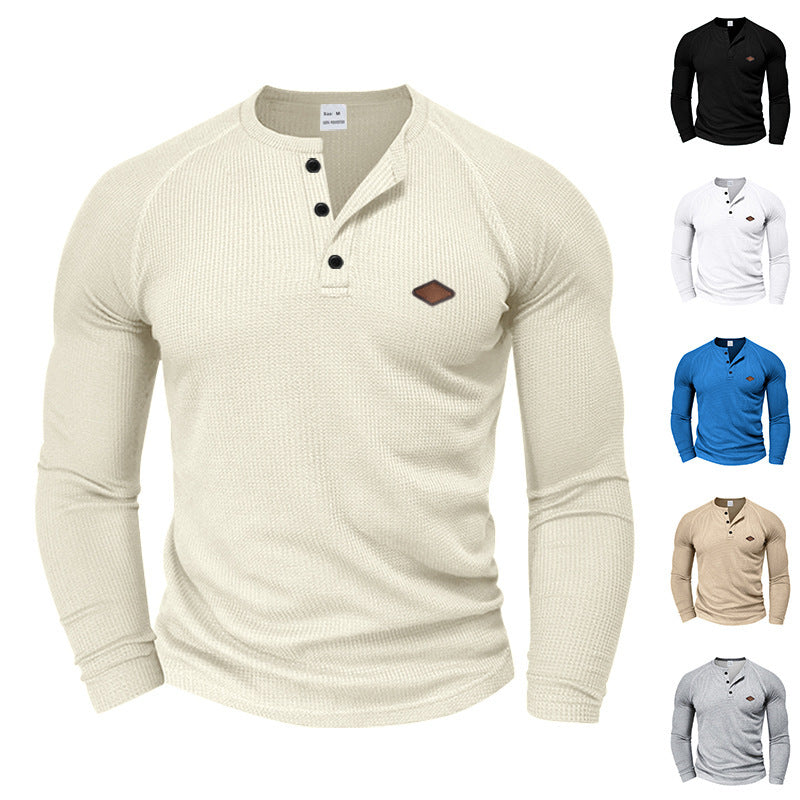 Herren Langarm Hemd mit strukturiertem Gewebe und modischen Knopfdetails Echoarchiv