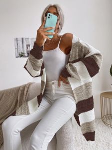 Damen Lässiger Strickmantel mit Streifen Echo Archiv