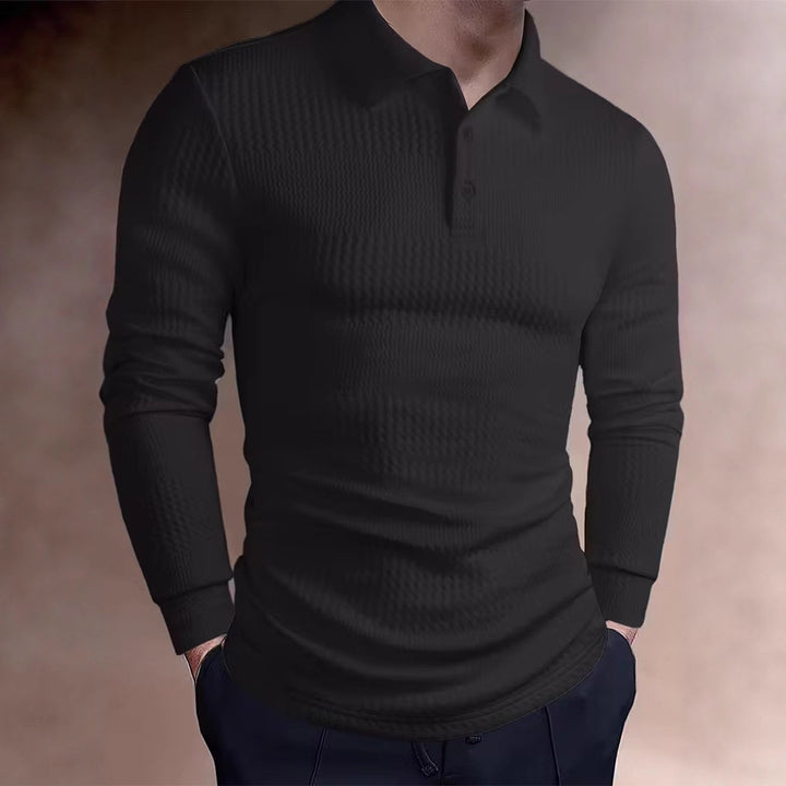 Herren nan tailliertes Waffelstrick-Poloshirt mit klassischem Polokragen Echo Archiv