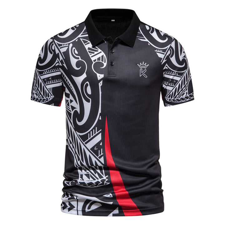 Herren Poloshirt mit modernem tribal Design und atmungsaktiver Funktionalität Echoarchiv