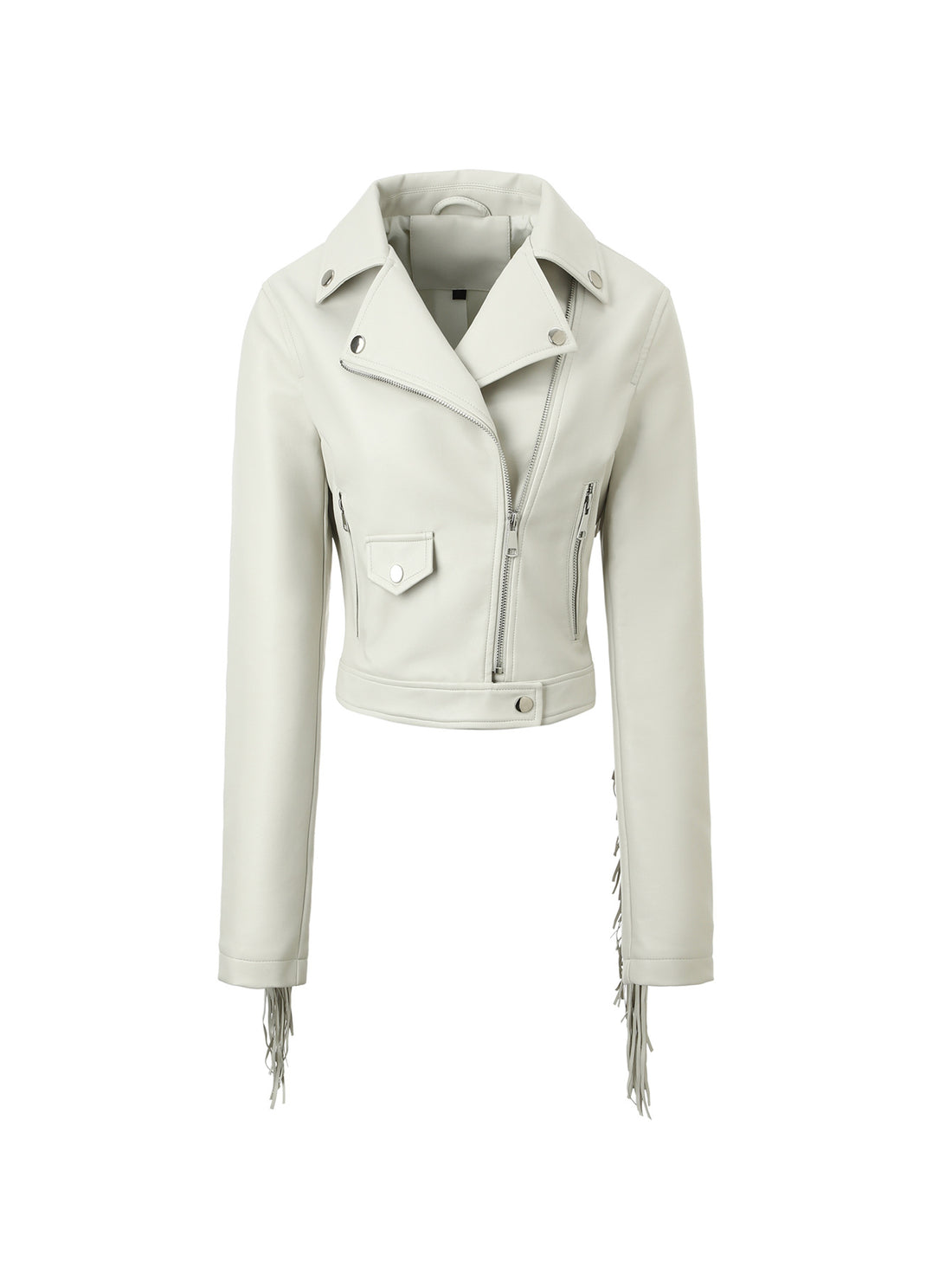 Damen Modische Cropped Bikerjacke – Célinea