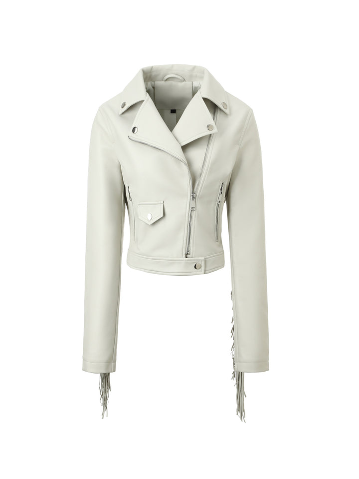 Damen Modische Lederjacke mit Fransen Echo Archiv