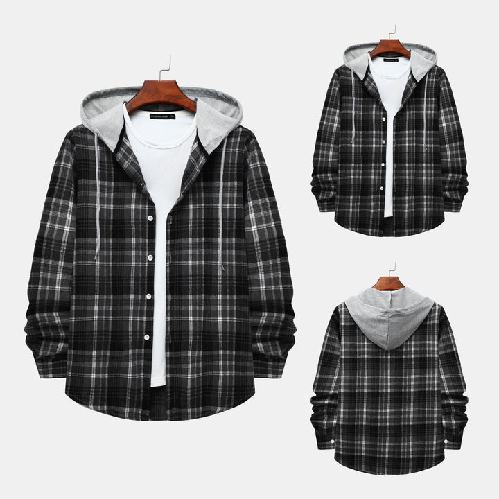 Herren Hemdjacke mit Kapuze im klassischen Karomuster Echoarchiv